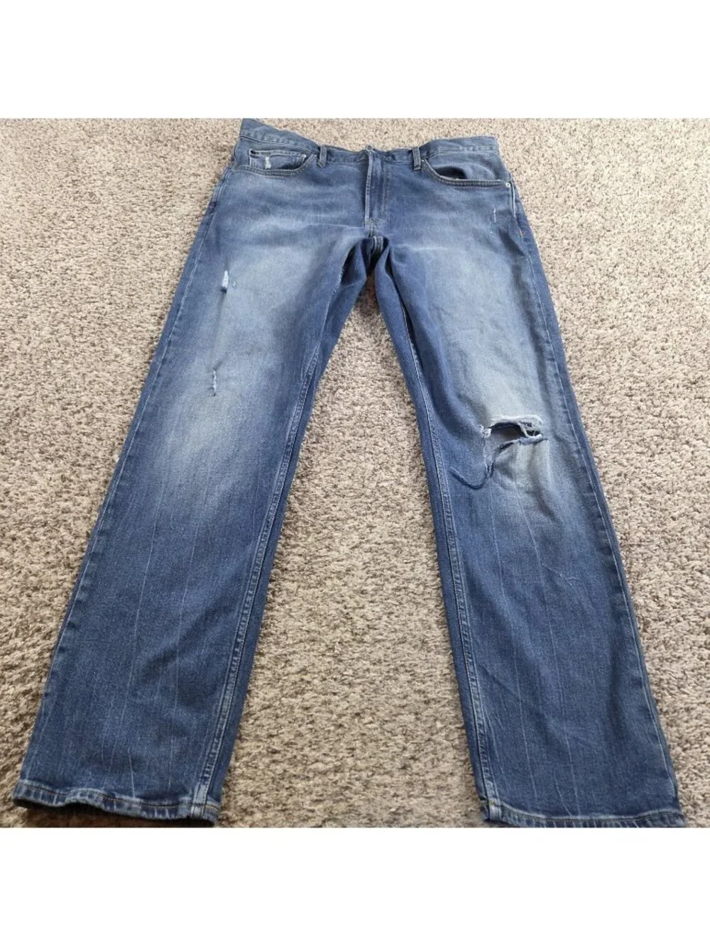 Calvin Klein Jeans Mens 36x32 Denim Pants Straight Distressed